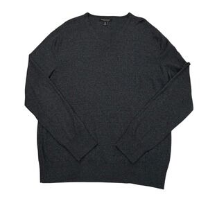 Banana Republic Luxury Blend V Neck Sweater Mens XL Dark Charcoal Silk Cashmere